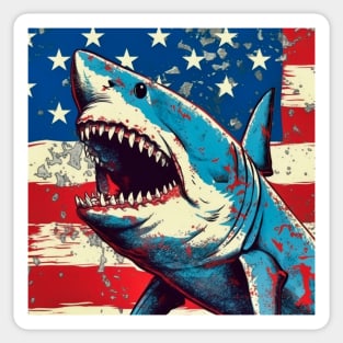 Stars, Stripes, and Sharks: The Pop Art Patriotic Predator Sticker